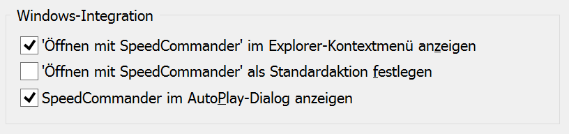 Windows-Integration in SpeedCommander 16