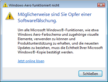 Aero funktioniert nicht