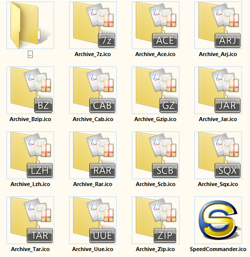 Dokumentensymbole für Archivdateien