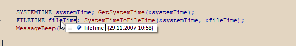 Direkte Anzeige von FILETIME