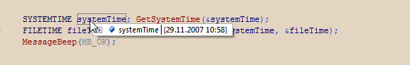 Direkte Anzeige von SYSTEMTIME