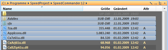 Ausgewählte Elemente bei dunklem Hintergrund