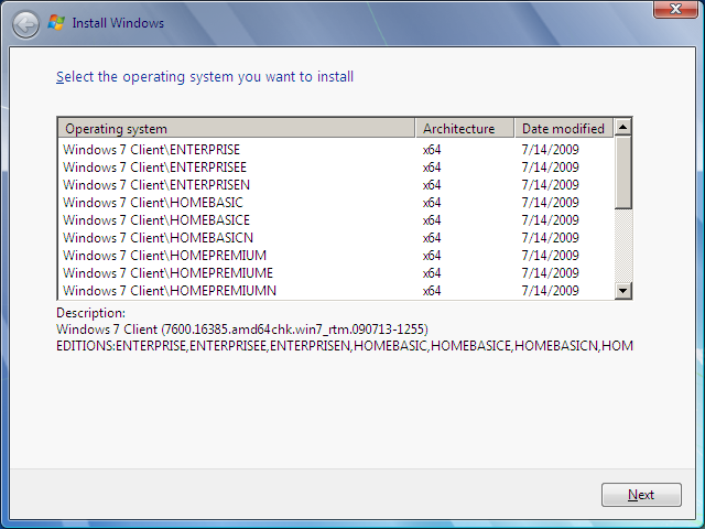 Auswahl Windows 7 (Teil 1)