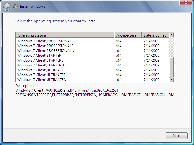 Auswahl Windows 7 (Teil 2)