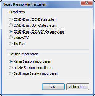 Neues Brennprojekt