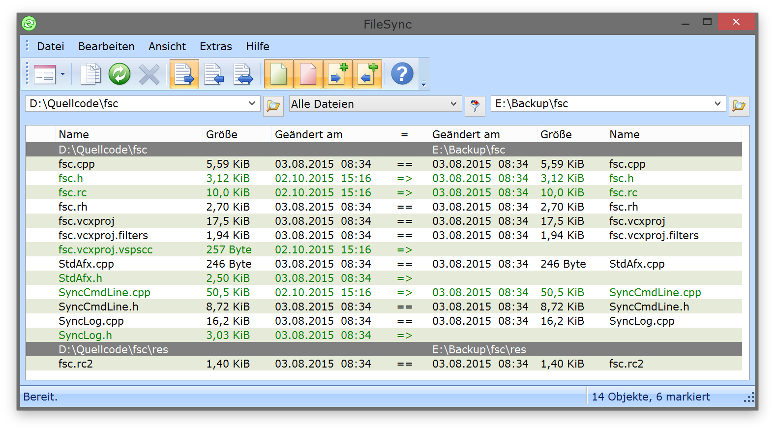 Dateiabgleich mit FileSync