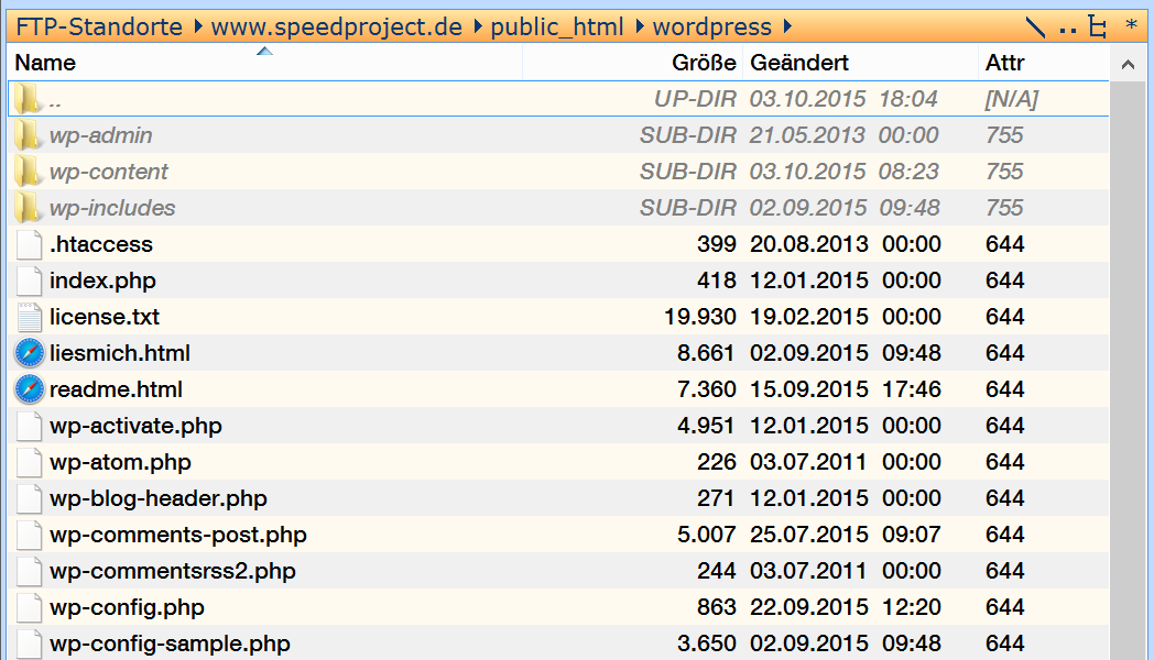 Anzeige eines FTP-Servers