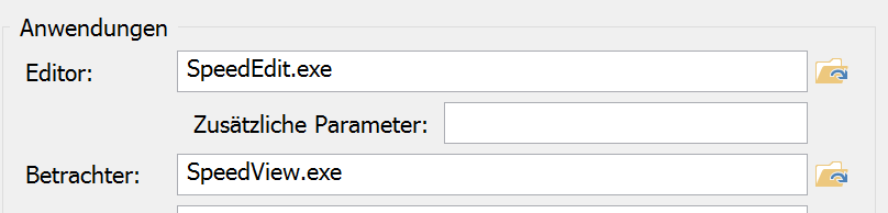 Zusätzliche Parameter für den Editor