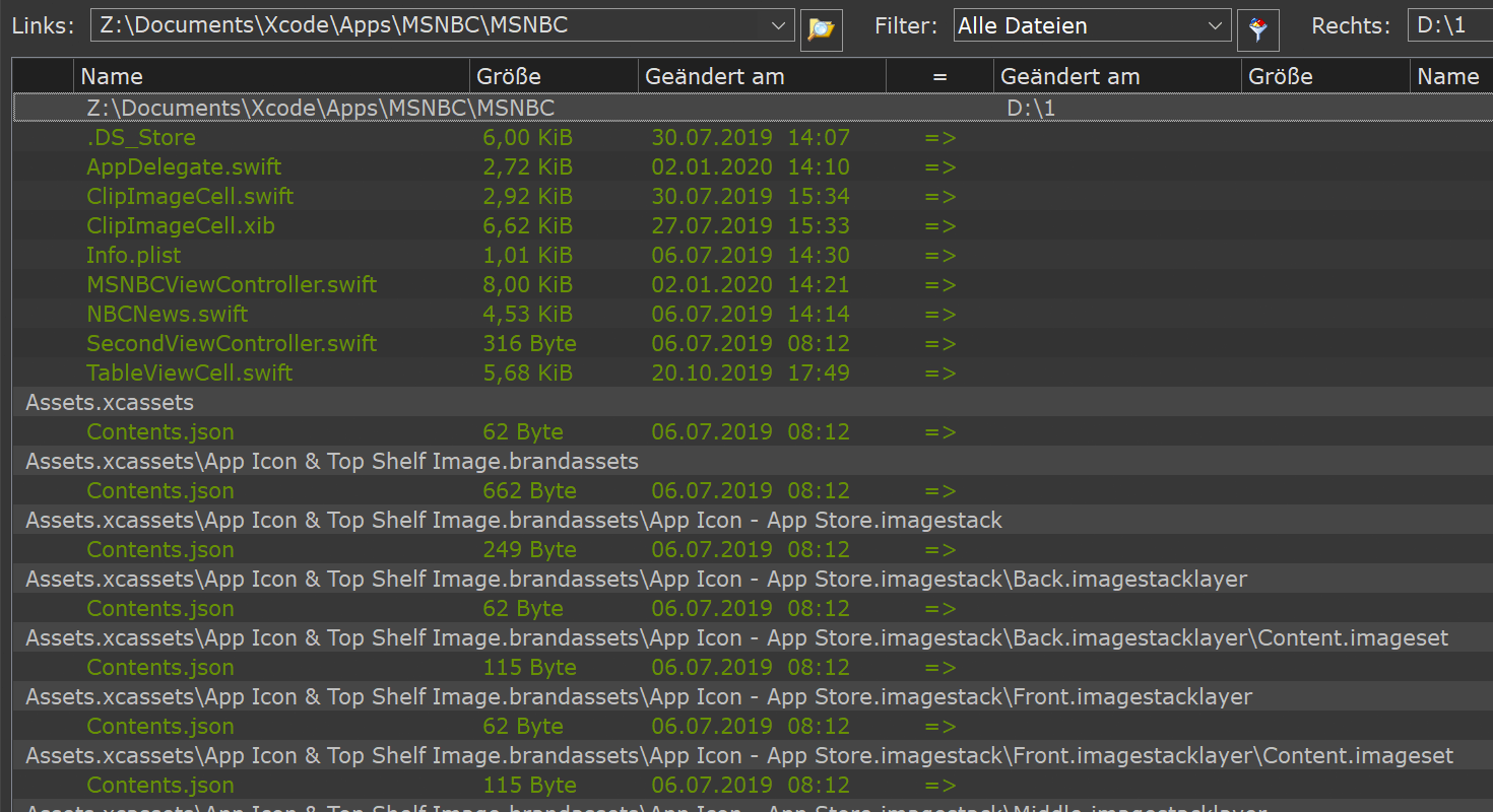 Verzeichnisnamen in FileSync