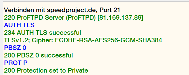 Protokoll und Cipher für FTP/SSL und SSH