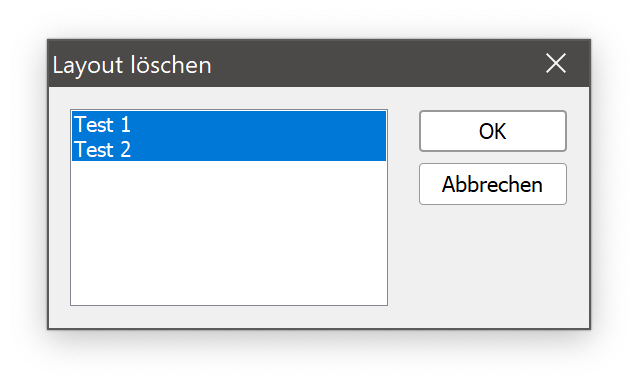 Löschen mehrerer Profile/Layouts