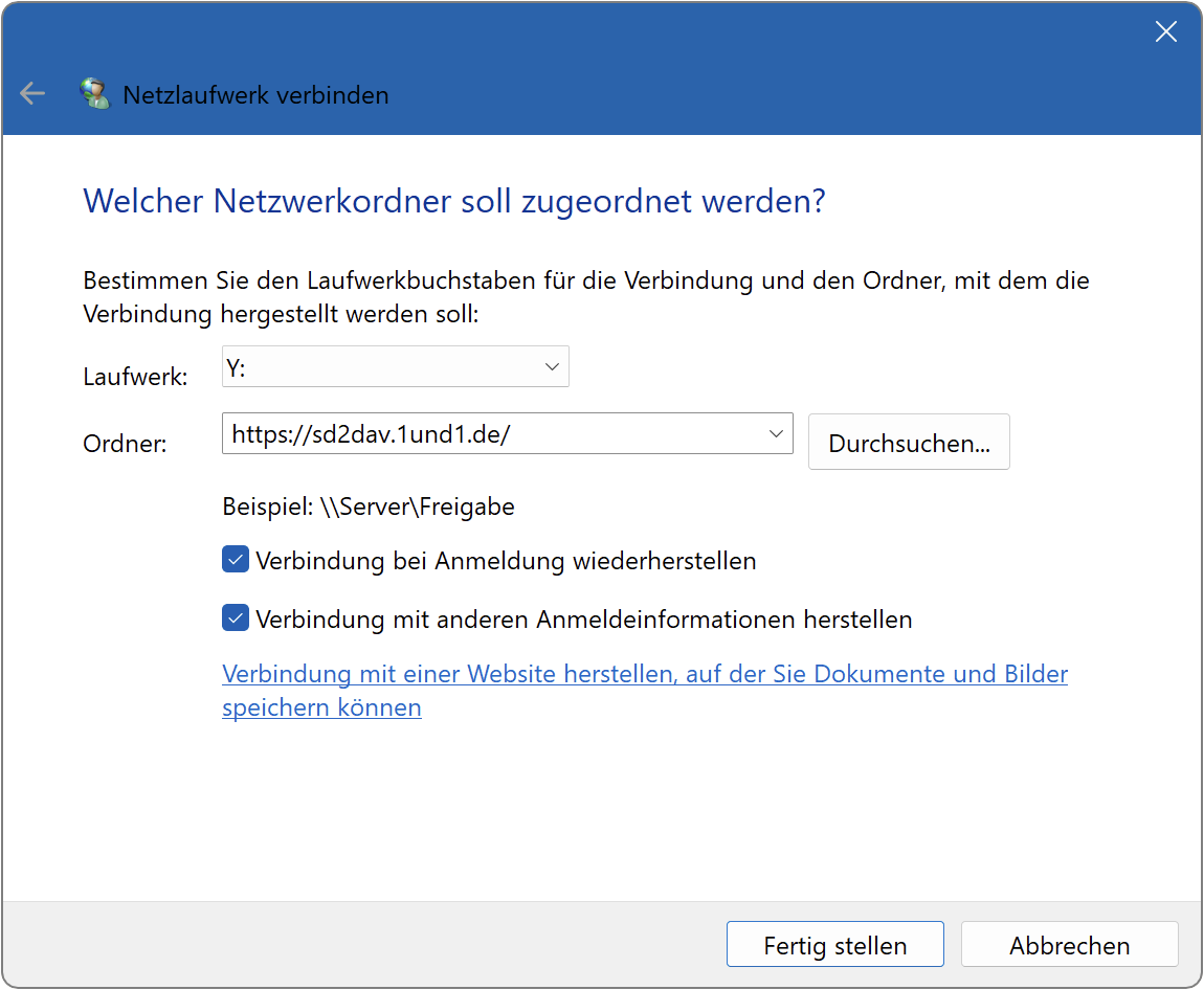 Netzlaufwerk hinzufügen