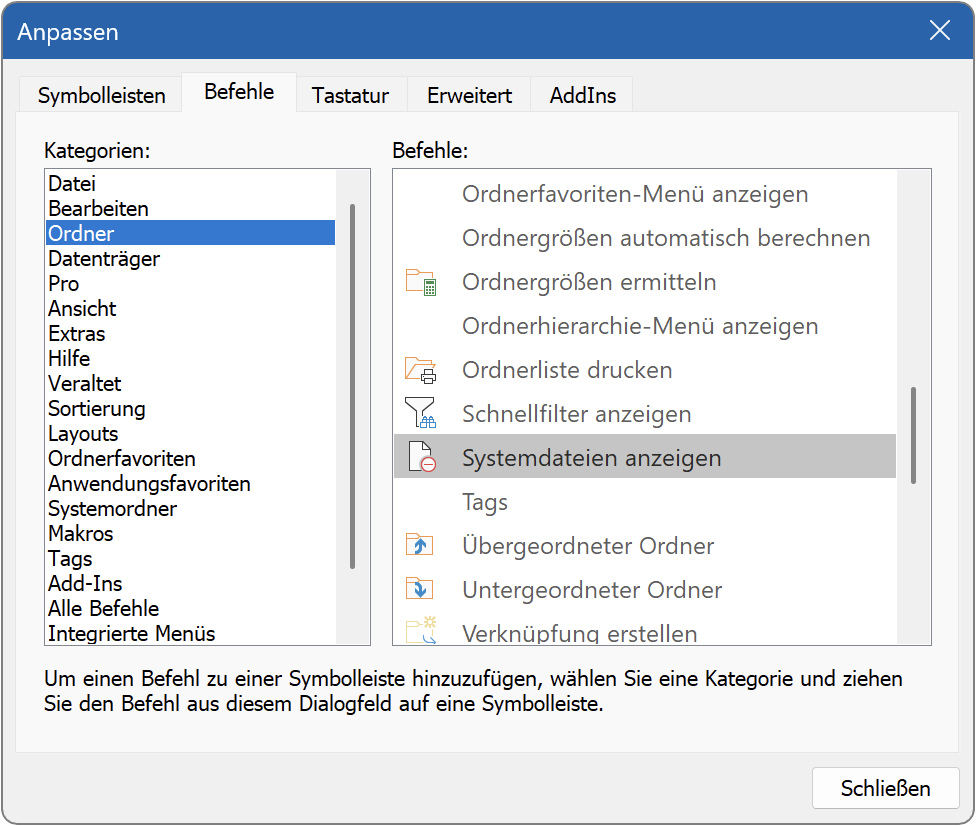 Systemdateien anzeigen